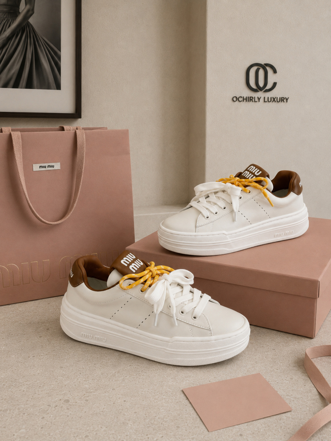 Miu Miu Leather Platform Sneakers