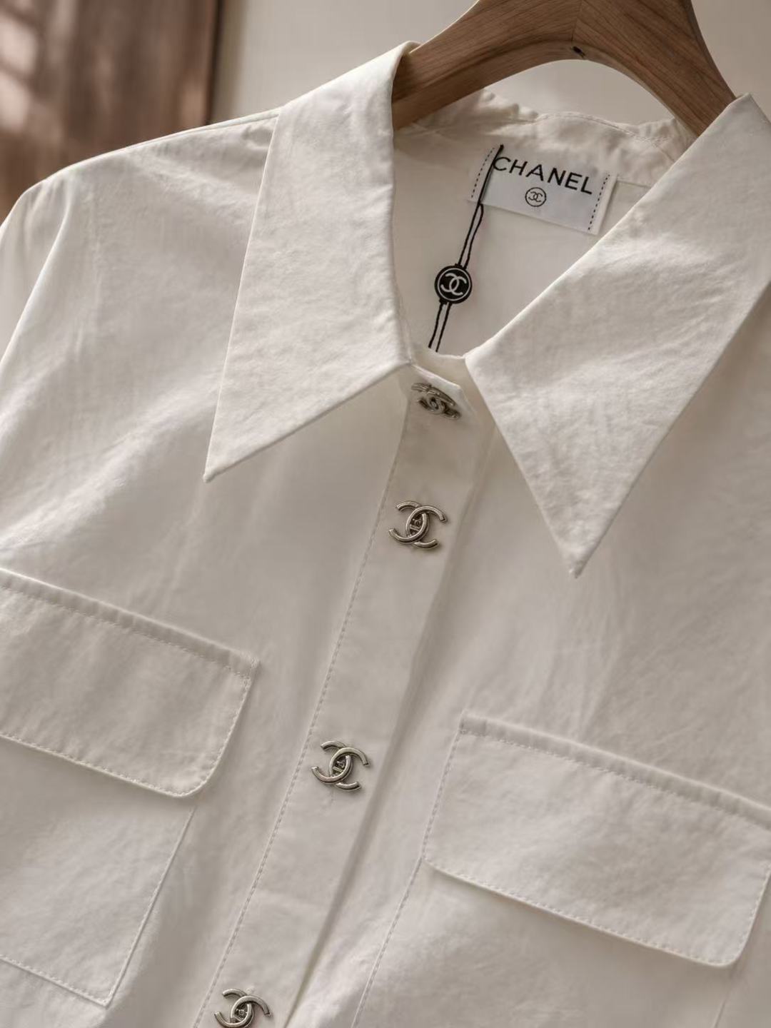 Chanel Cinched‑Waist Cotton Shirt