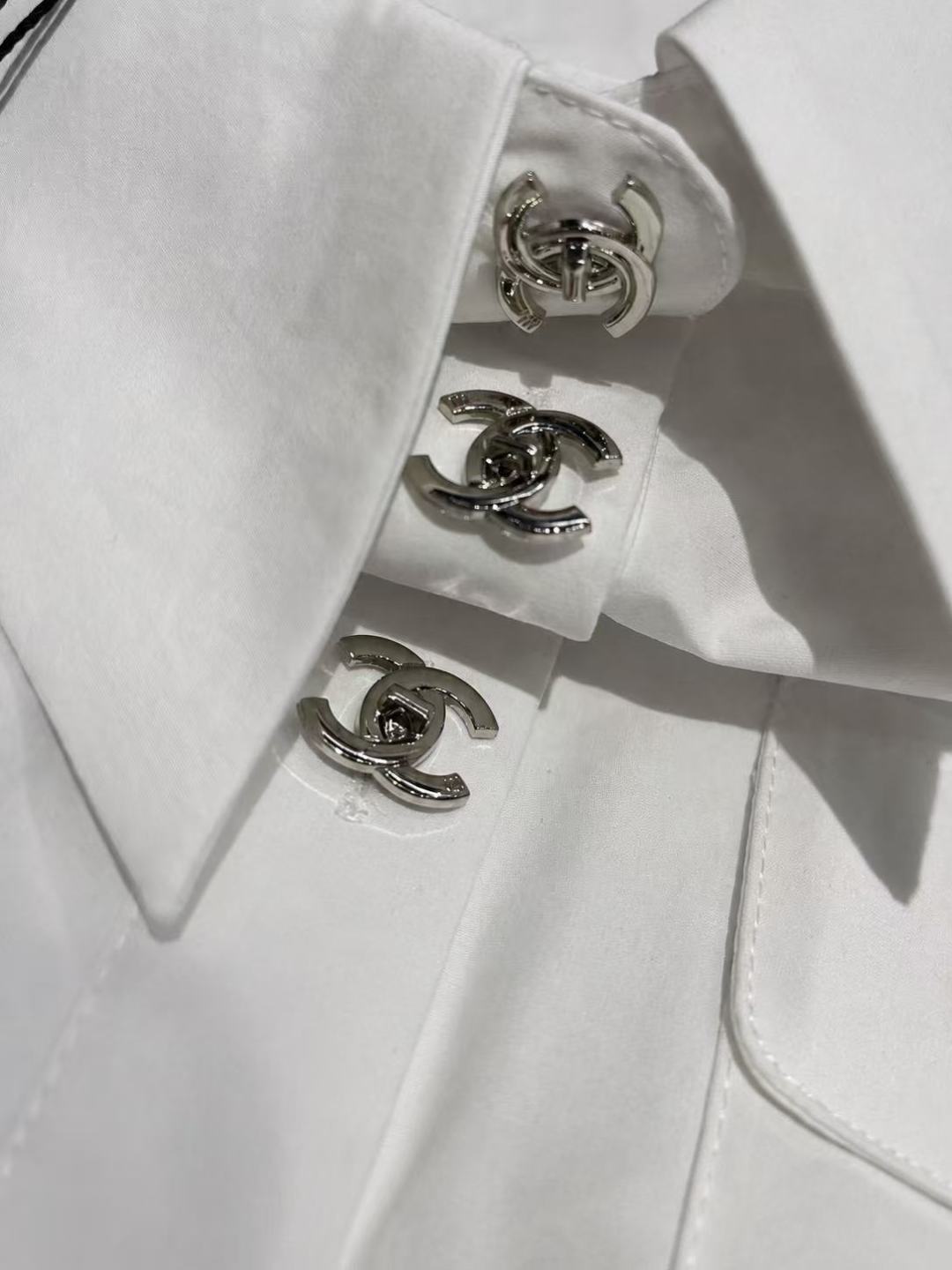 Chanel Cinched‑Waist Cotton Shirt