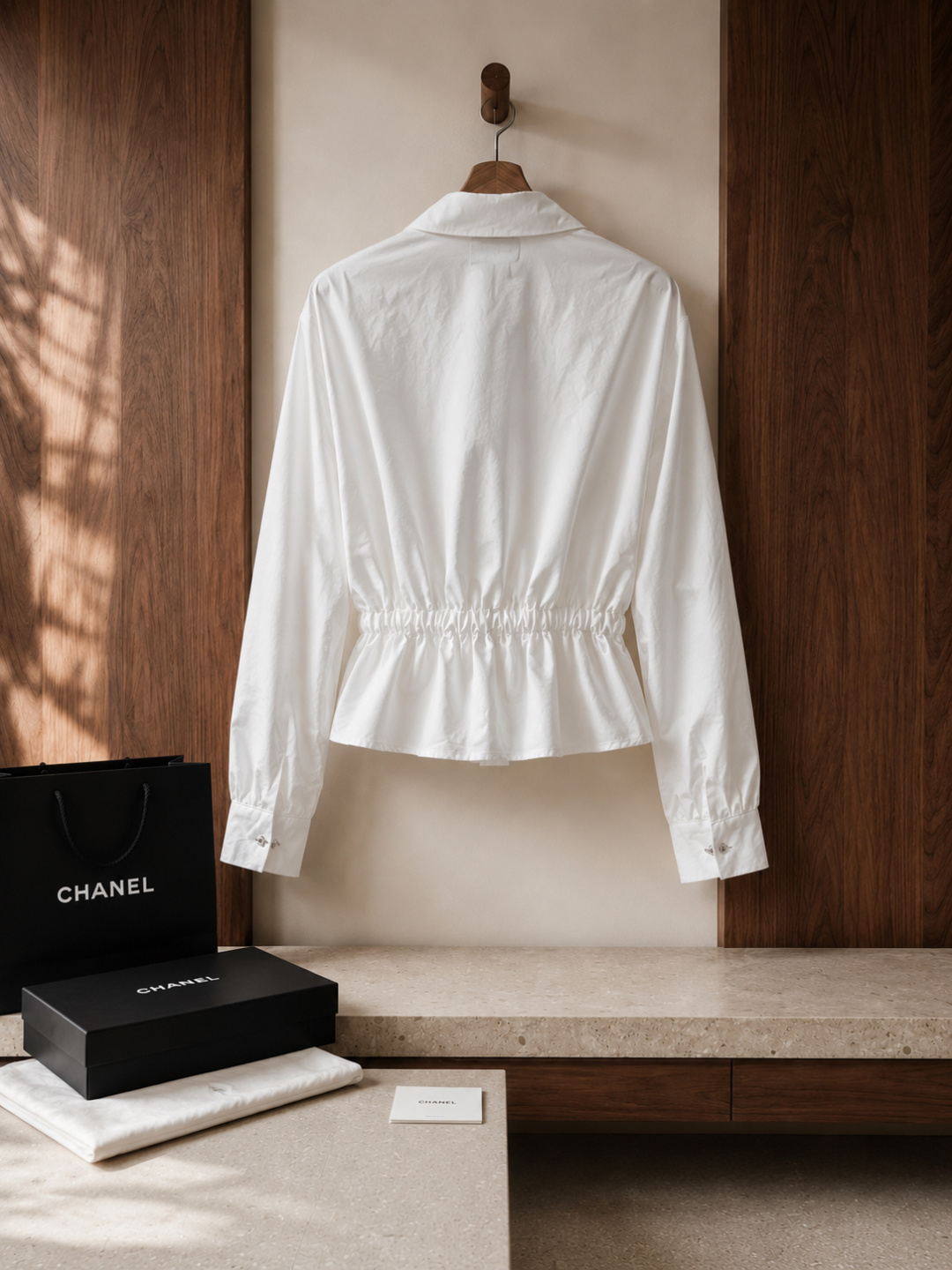 Chanel Cinched‑Waist Cotton Shirt