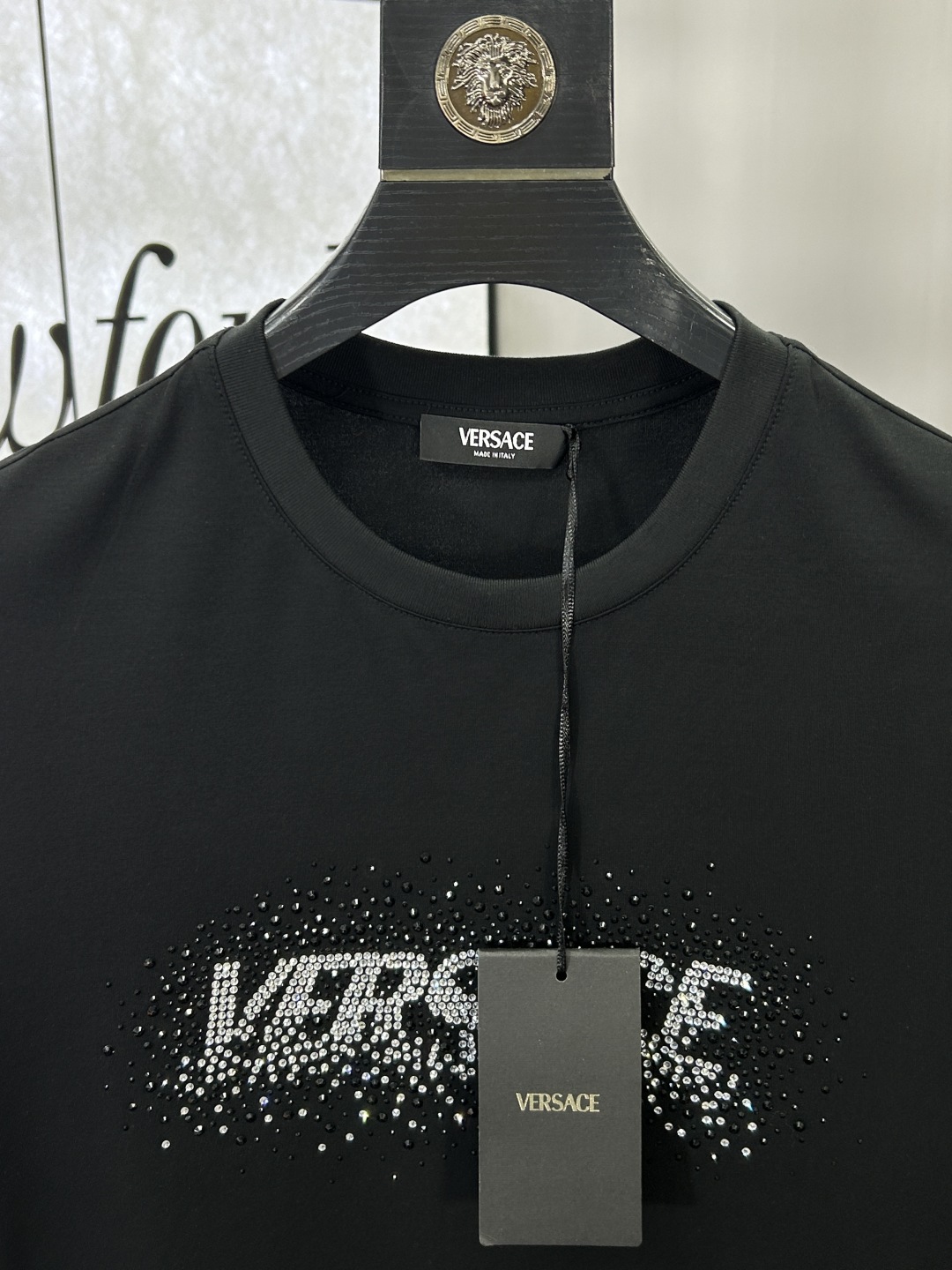 Versace Men's Black Cotton Crew Neck T-Shirt with Crystal Logo Accent 5 cmp i1741535865025 7395 0 4