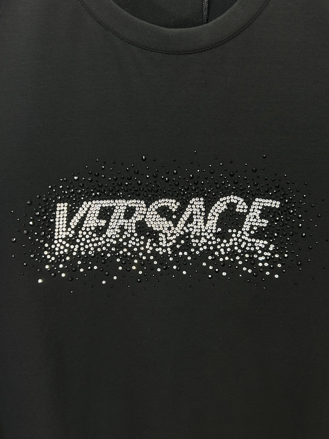 Versace Men's Black Cotton Crew Neck T-Shirt with Crystal Logo Accent 7 cmp i1741535865058 9024 0 6