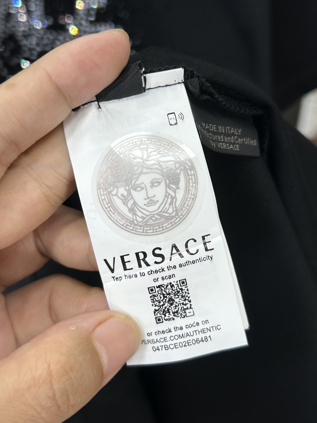 Versace Men's Black Cotton Crew Neck T-Shirt with Crystal Logo Accent 8 cmp i1741535875636 3128 0 7