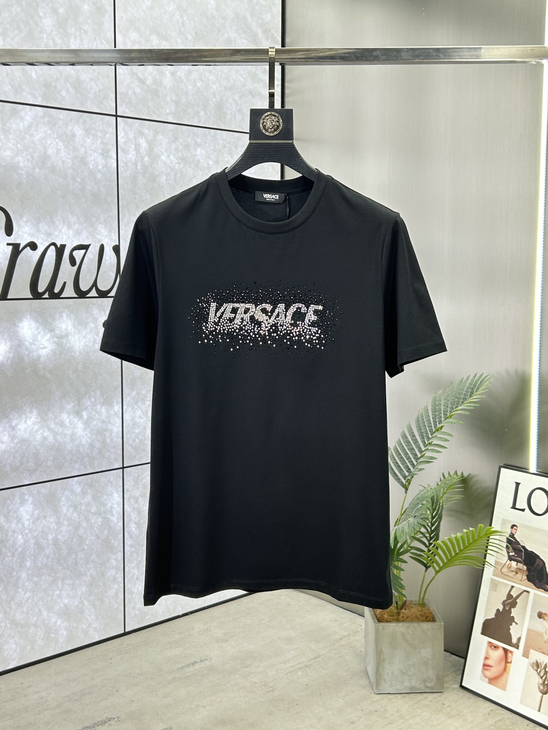Versace Men's Black Cotton Crew Neck T-Shirt with Crystal Logo Accent 1 cmp i1741535875654 5199 0 0