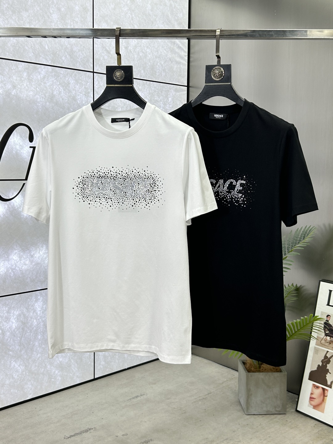 Versace Men's Black Cotton Crew Neck T-Shirt with Crystal Logo Accent 9 cmp i1741535875657 8541 0 8