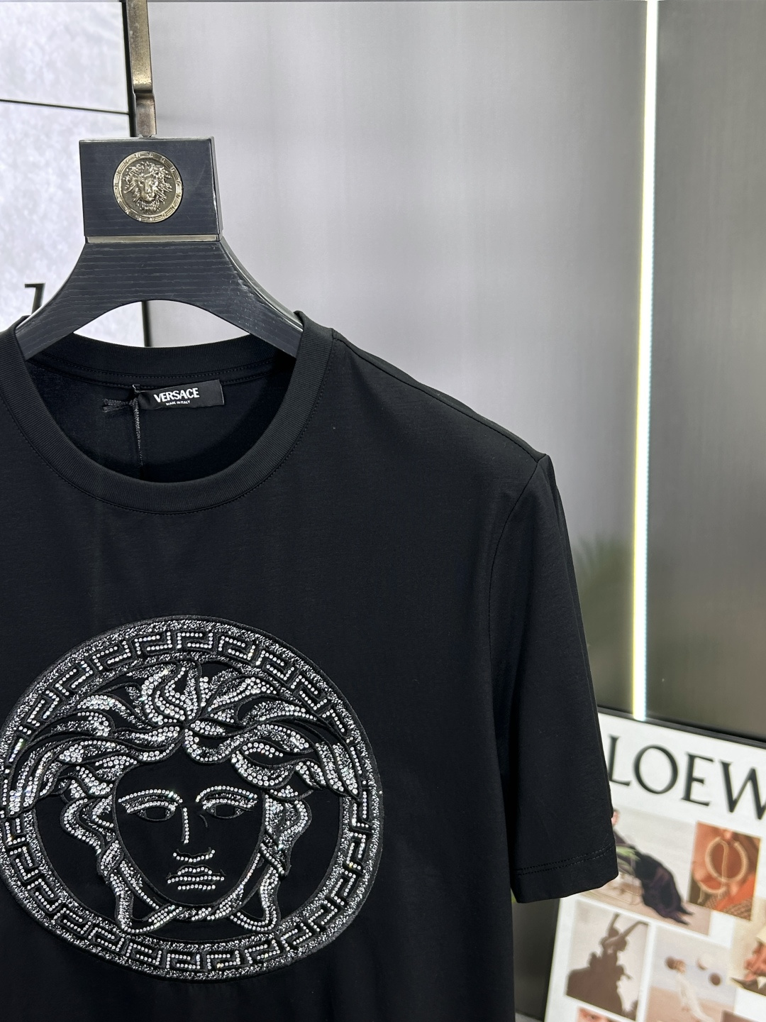 Versace Men's Black Cotton T-Shirt with Embroidered Crystal Medusa, S-4XL 6 cmp i1742066272660 3502 0 4