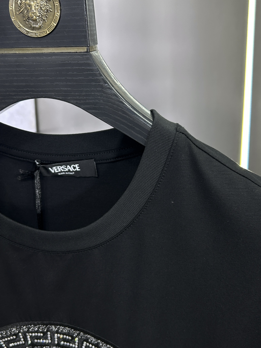 Versace Men's Black Cotton T-Shirt with Embroidered Crystal Medusa, S-4XL 8 cmp i1742066273471 207 0 6