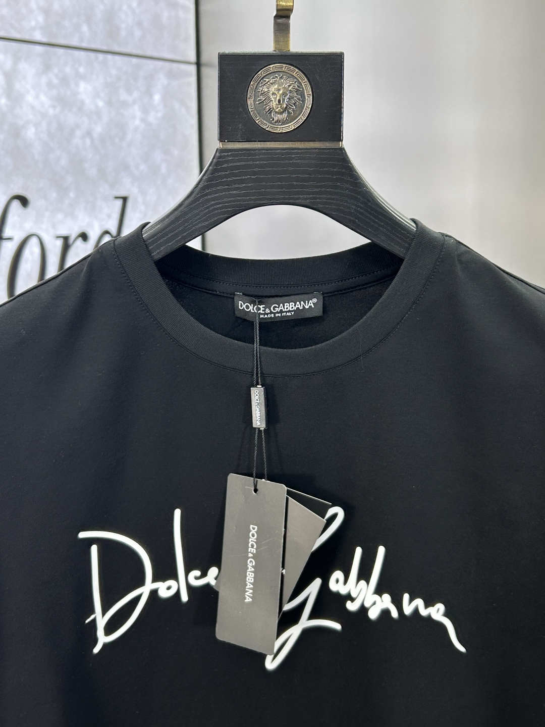 Dolce & Gabbana Men's Black Crew Neck T-Shirt with White Logo Print 7 cmp i1742142534362 5302 0 5