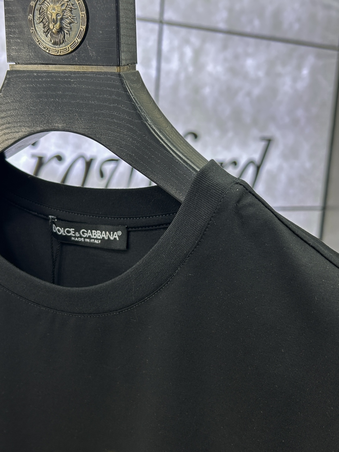 Dolce & Gabbana Men's Black Crew Neck T-Shirt with White Logo Print 5 cmp i1742142534362 9109 0 3