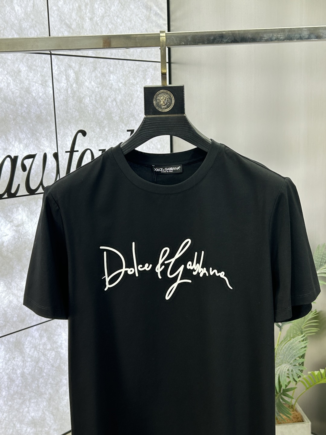 Dolce & Gabbana Men's Black Crew Neck T-Shirt with White Logo Print 4 cmp i1742142534670 1066 0 2