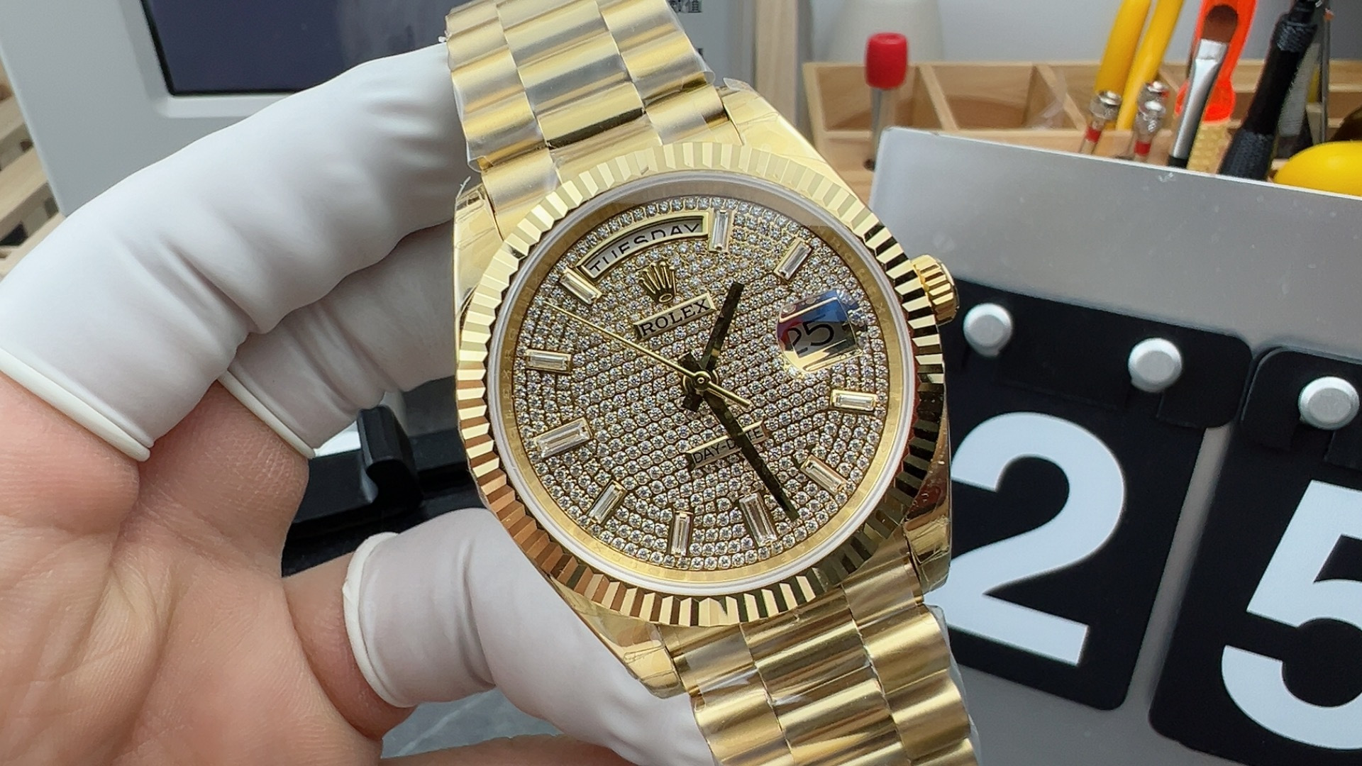 NO:158141,GS counterweight diamond face gold log,19860909GS配重钻面金日志,,Watch