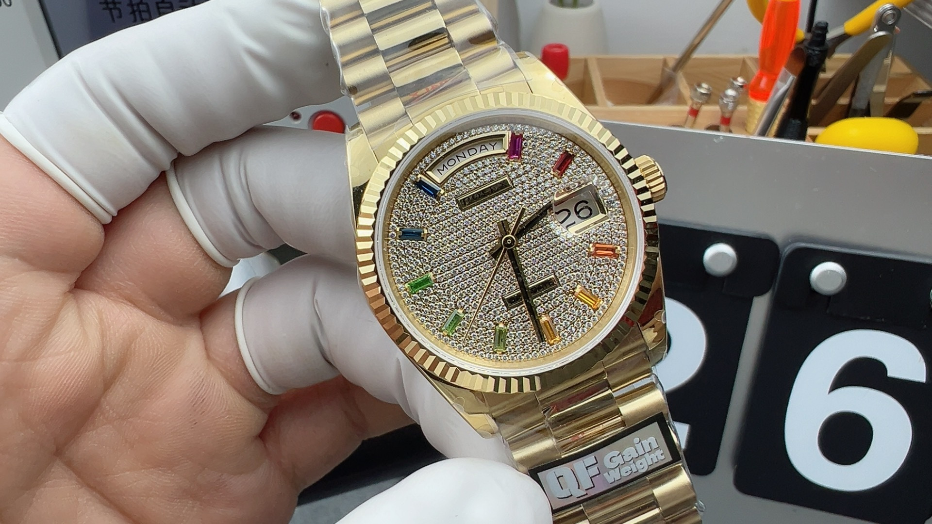 NO:158134,QF36mm drill surface double calendar log,19860909QF36mm钻面双历日志,,Watch