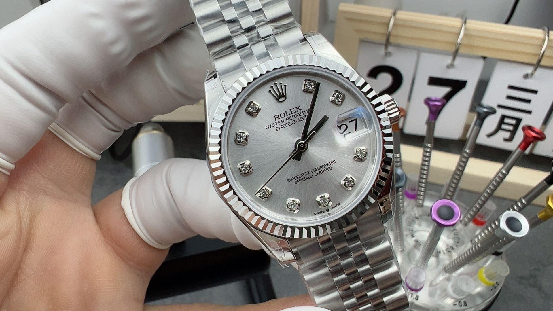 NO:158509,GS31mm silver face women's log,19860909GS31mm银面女日志,,Watch