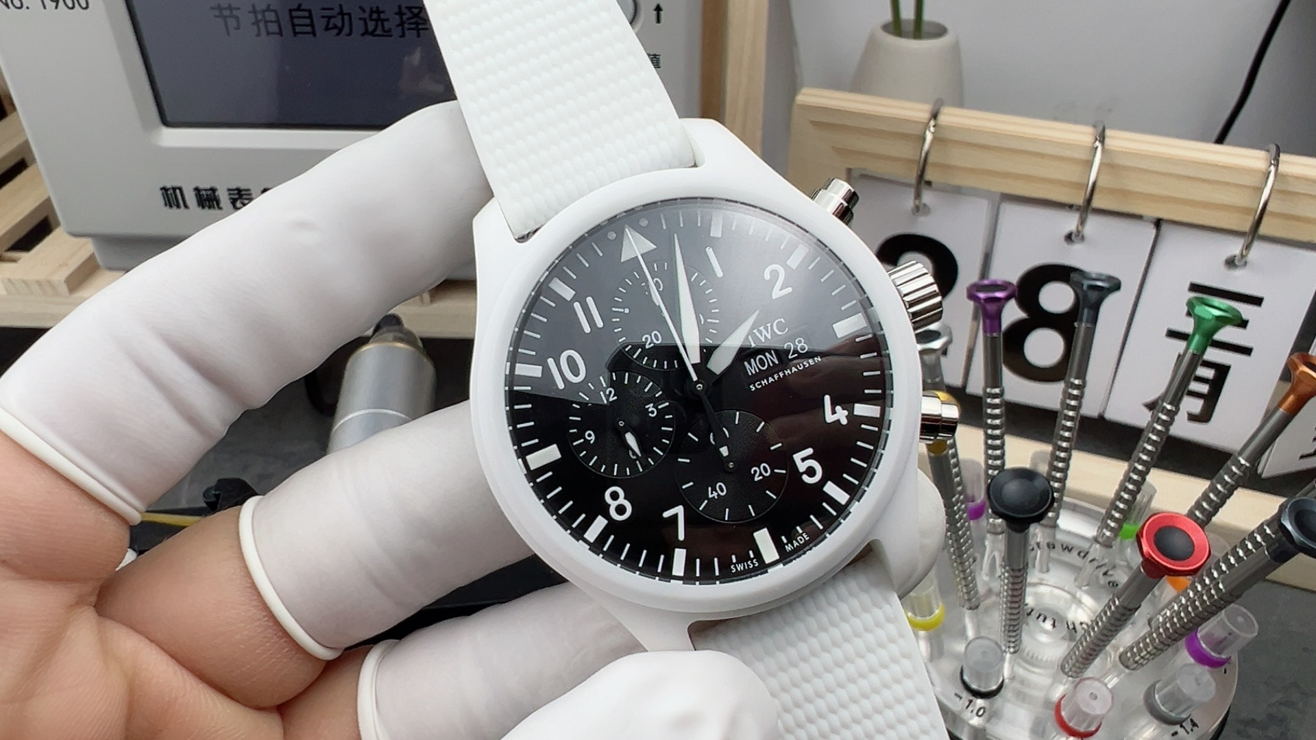 NO:158149,TW white ceramic pilot,19860909TW白陶瓷飞行员,,Watch