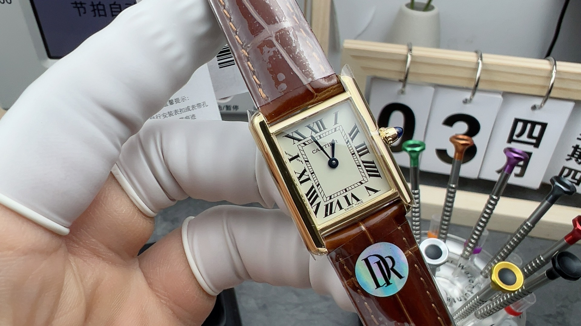 NO:158094,DR gold tank crocodile skin, crocodile skin, gold19860909DR黄金坦克 鳄鱼皮,,crocodile skin,gold,Watch