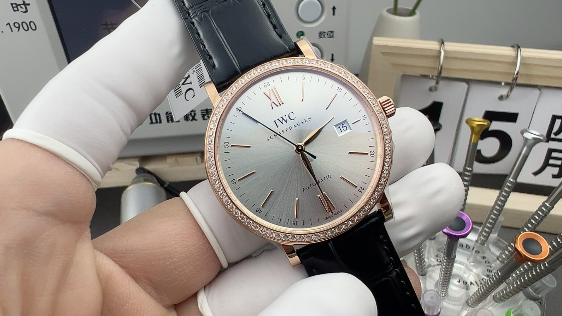 NO:158601,v7 rose gold diamond circle waves,19860909v7玫瑰金钻圈波涛,,Watch