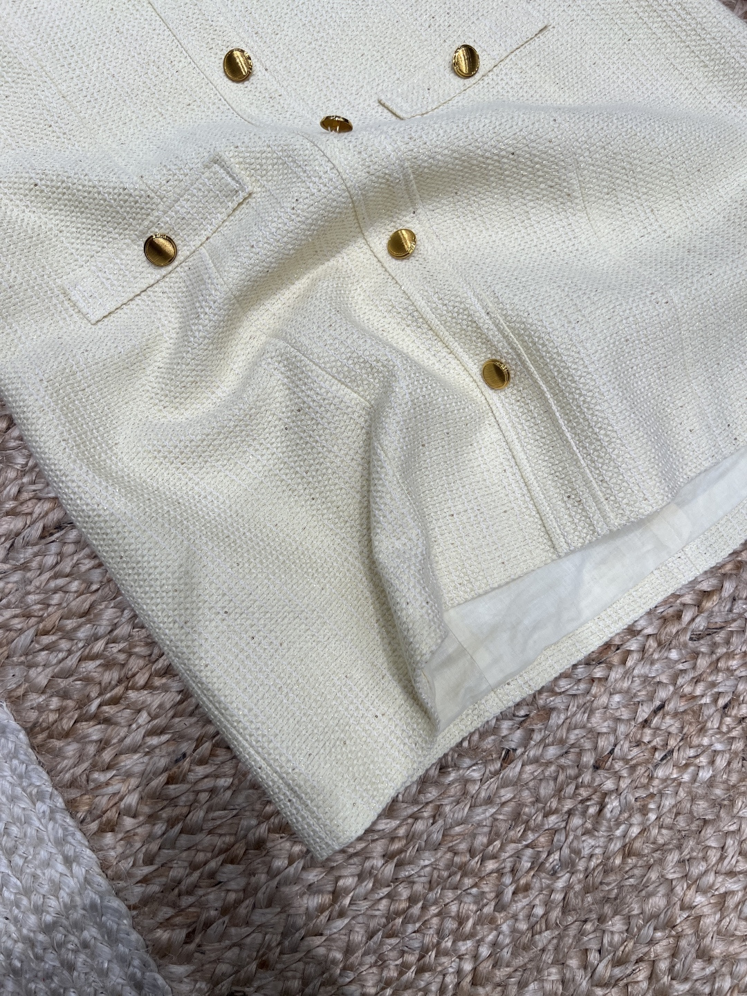 Chanel Tweed Sleeveless Gold Button Mini Dress