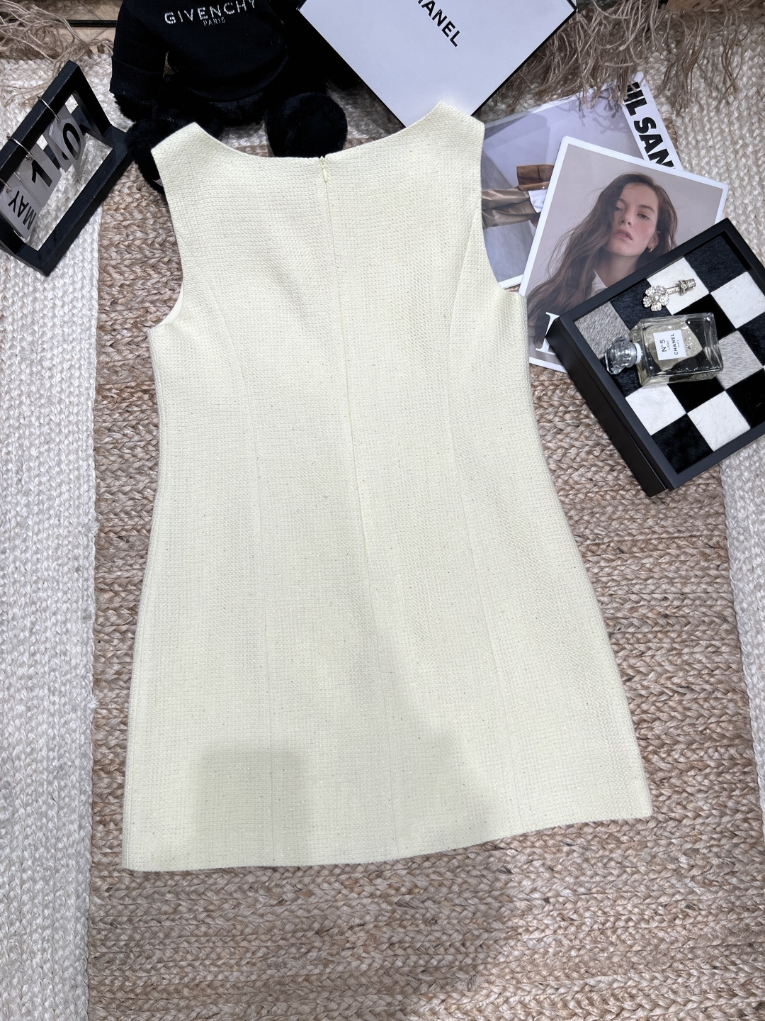 Chanel Tweed Sleeveless Gold Button Mini Dress