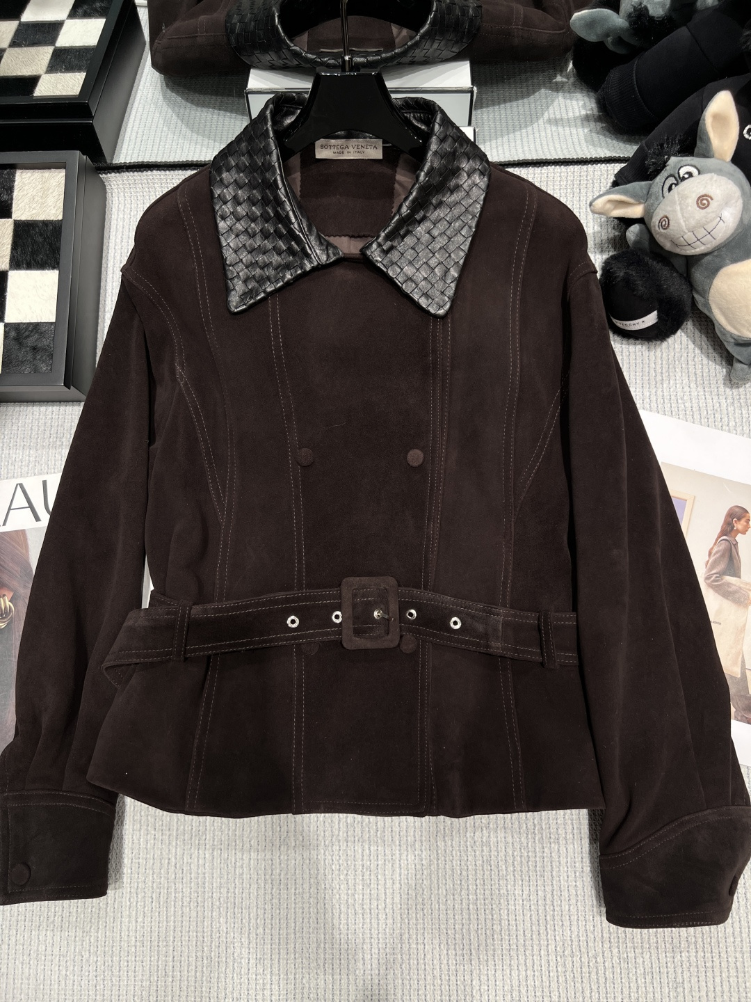 Bottega Veneta Brown Belted Suede Jacket