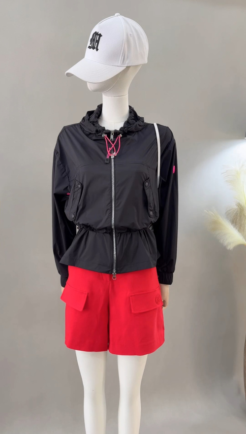 Women's Slim Fit Drawstring Waist Windbreaker Jacket - High-End Fashion 1 Women's Slim Fit Drawstring Waist Windbreaker Jacket - High-End Fashion