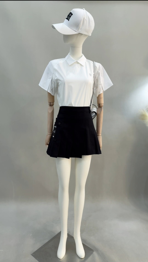 Black Irregular Pleated Mini Skirt - High-End, Slim-Fit, Preppy Style 1 Black Irregular Pleated Mini Skirt - High-End, Slim-Fit, Preppy Style