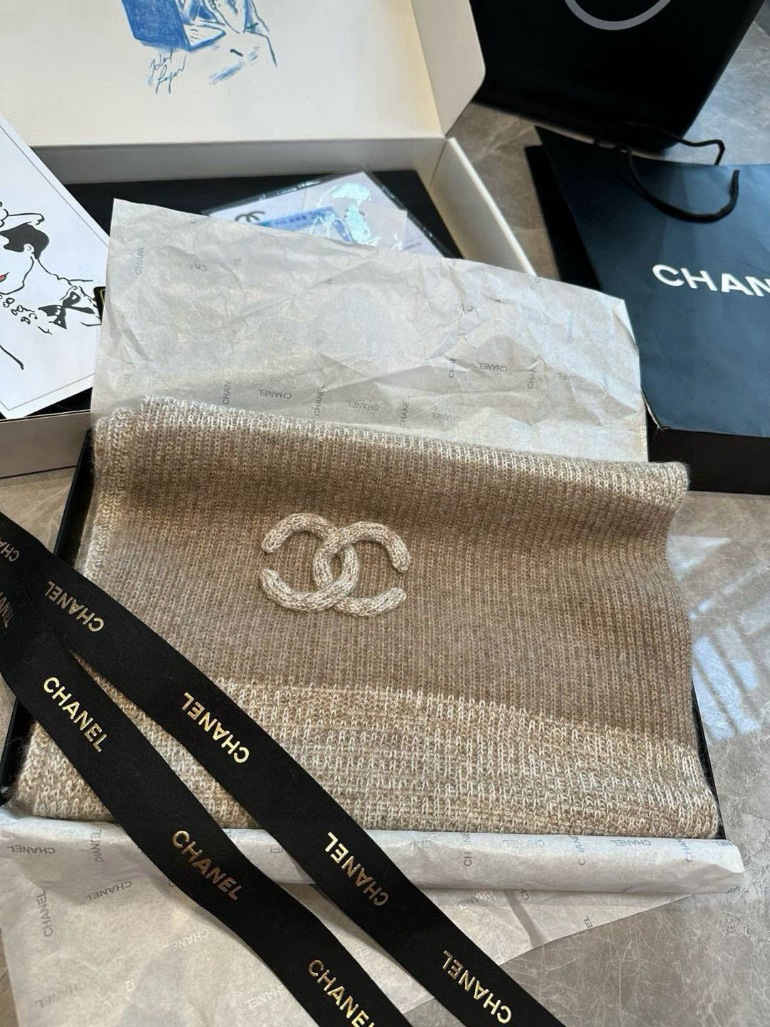 👑👑Chanel24秋冬新款24b针织围巾羊绒针织长巾‼️美翻了[流泪]御用殿堂级极品‼️新款在售 进口