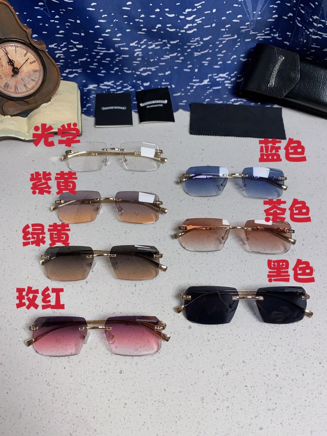  Chrome Hearts 克罗心 2025新款 欧美复古长方形无框切边墨镜女潮时尚气质街拍凹造型显瘦
