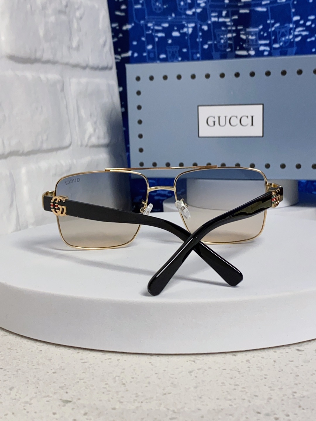  Gucci古奇 2025夏季金属方形太阳眼镜男女通用时尚遮阳墨镜防紫外线 