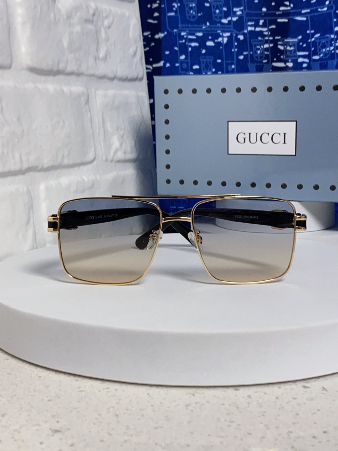  Gucci古奇 2025夏季金属方形太阳眼镜男女通用时尚遮阳墨镜防紫外线 