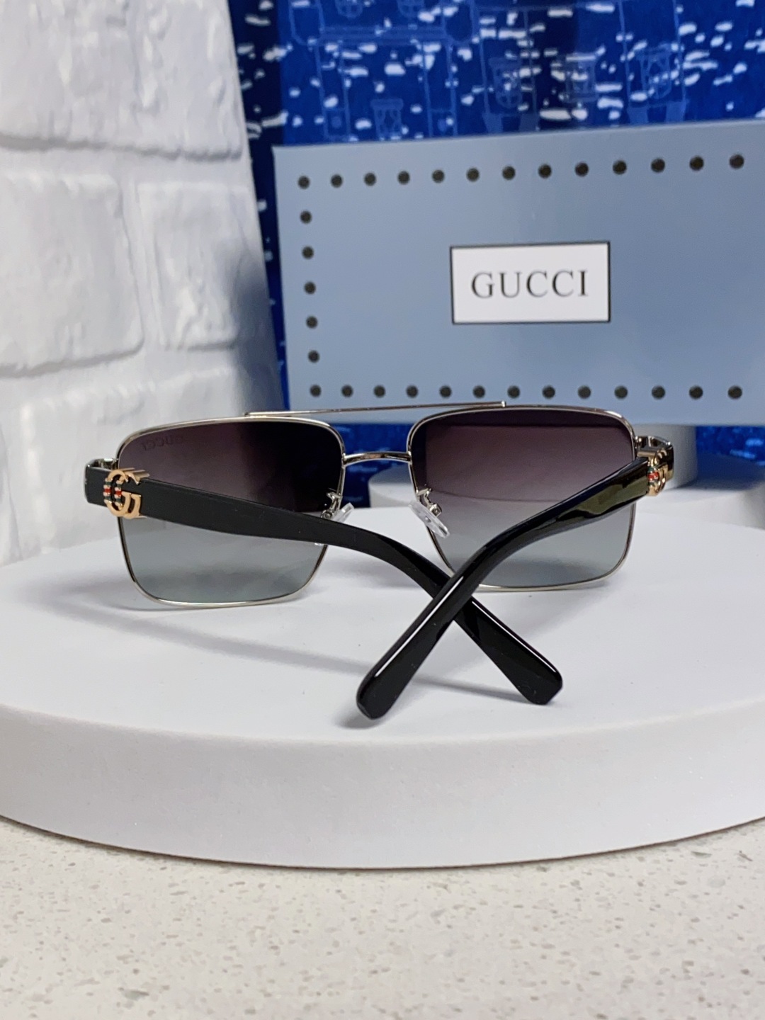  Gucci古奇 2025夏季金属方形太阳眼镜男女通用时尚遮阳墨镜防紫外线 