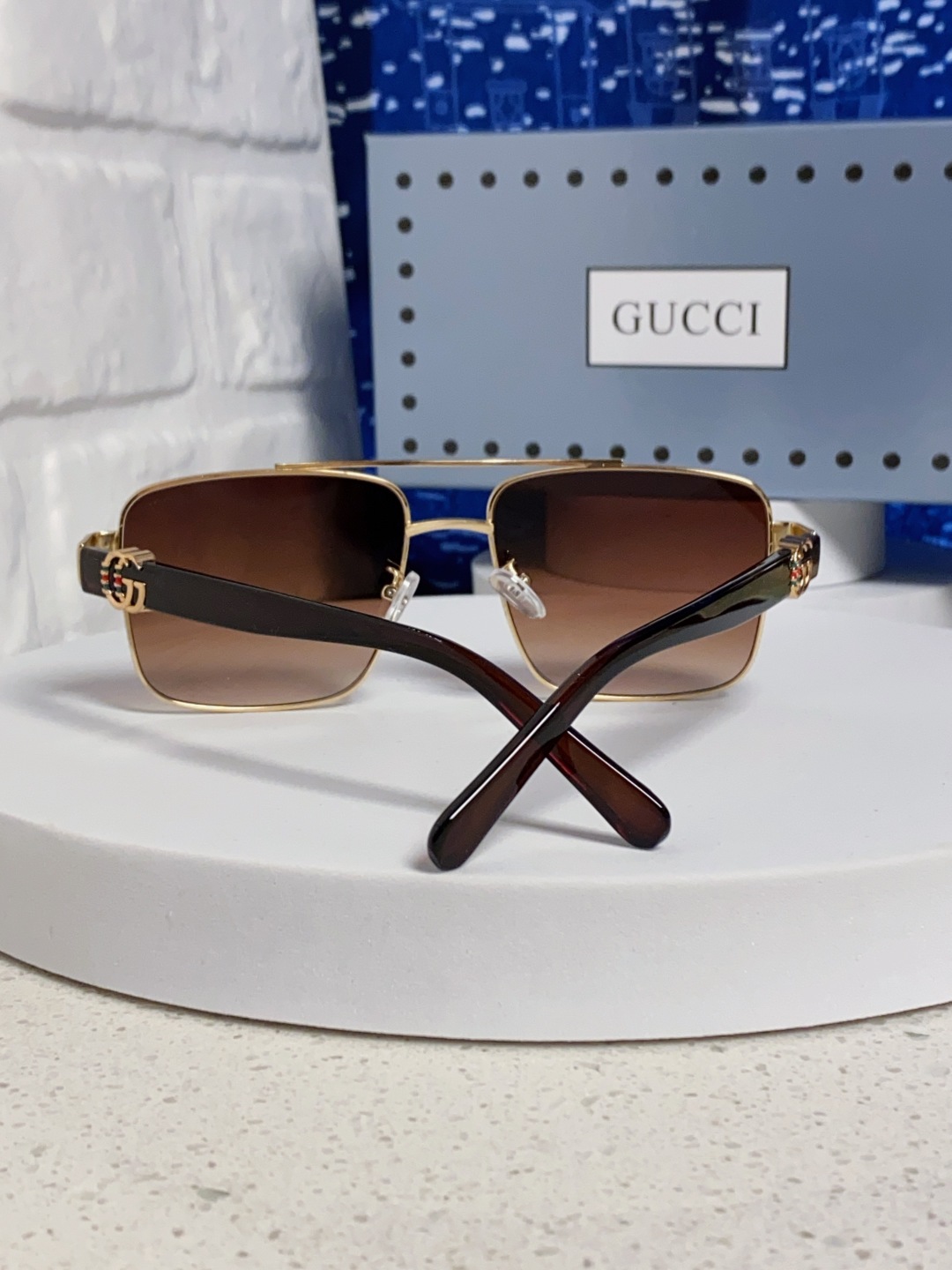  Gucci古奇 2025夏季金属方形太阳眼镜男女通用时尚遮阳墨镜防紫外线 