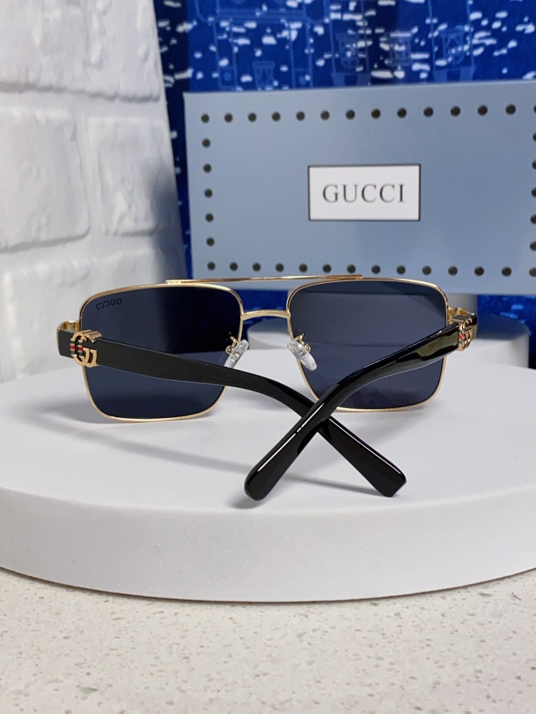  Gucci古奇 2025夏季金属方形太阳眼镜男女通用时尚遮阳墨镜防紫外线 