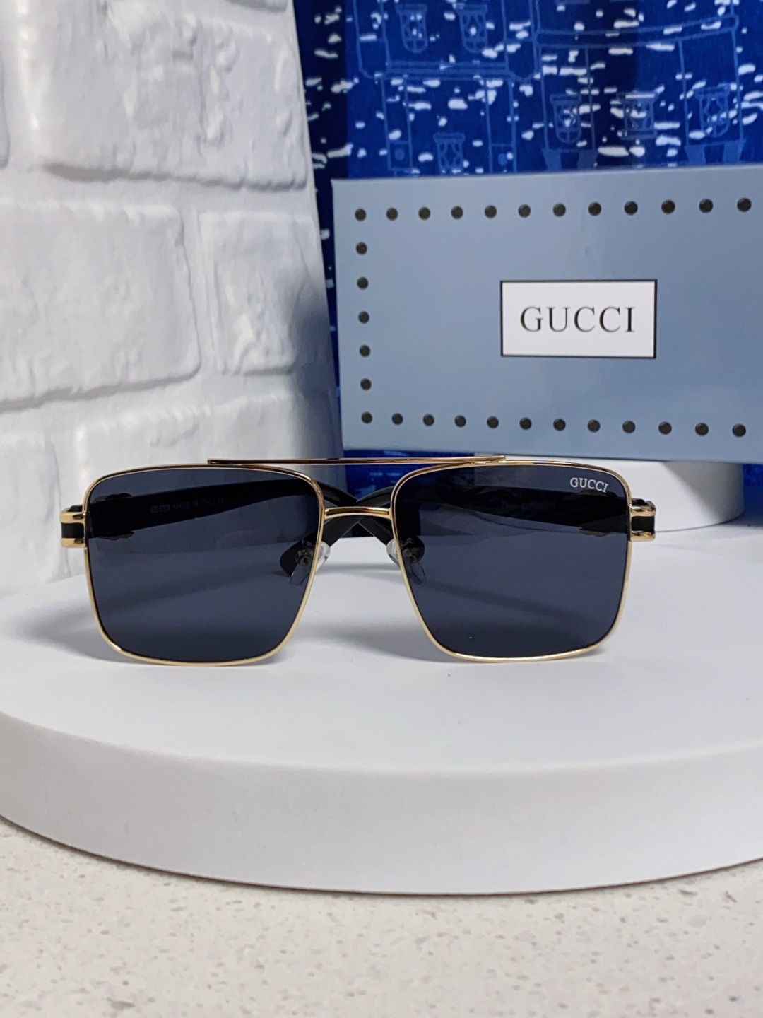  Gucci古奇 2025夏季金属方形太阳眼镜男女通用时尚遮阳墨镜防紫外线 