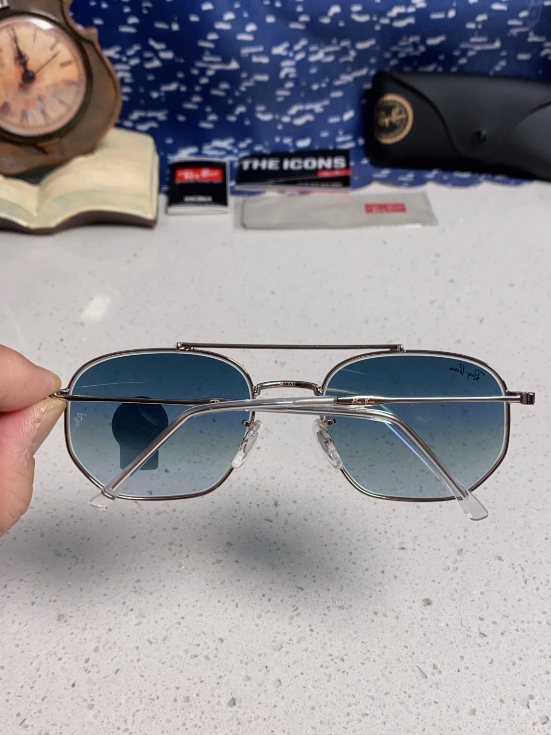 RayBan雷朋 2025新款太阳眼镜金属双梁多边形 康目色时尚眼镜男女墨镜 RB3707