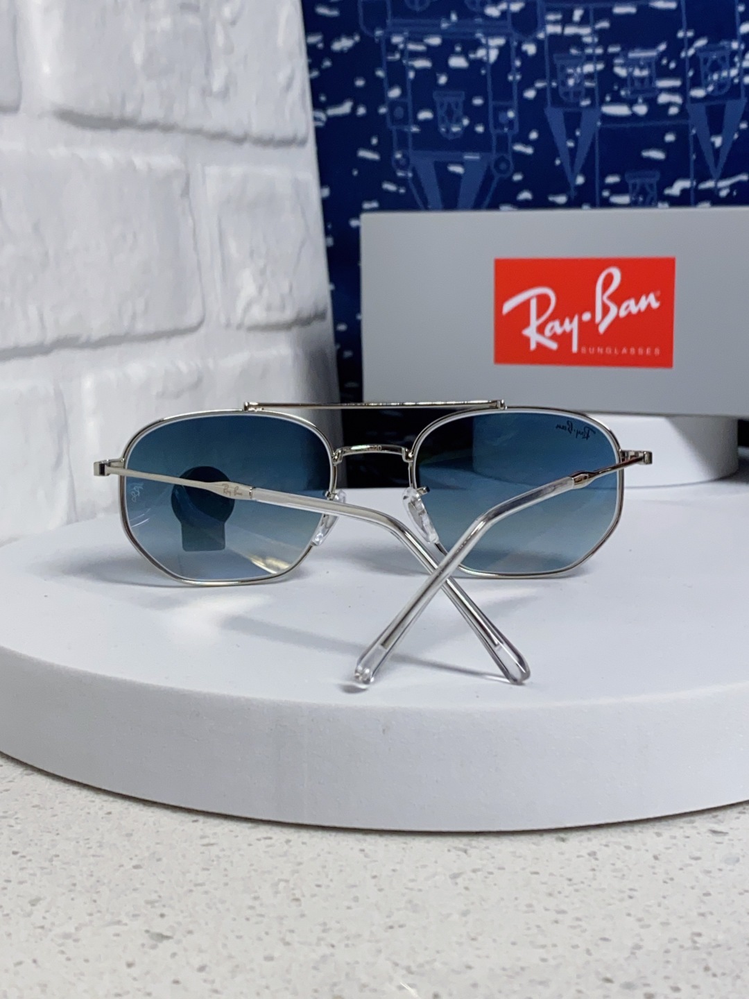 RayBan雷朋 2025新款太阳眼镜金属双梁多边形 康目色时尚眼镜男女墨镜 RB3707