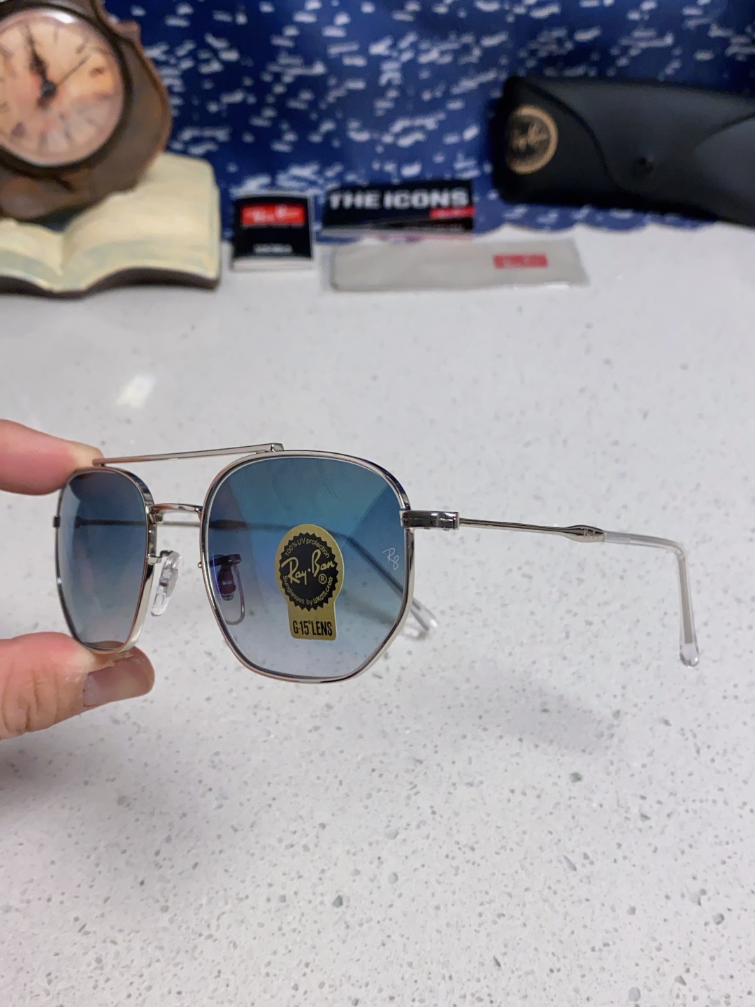 RayBan雷朋 2025新款太阳眼镜金属双梁多边形 康目色时尚眼镜男女墨镜 RB3707