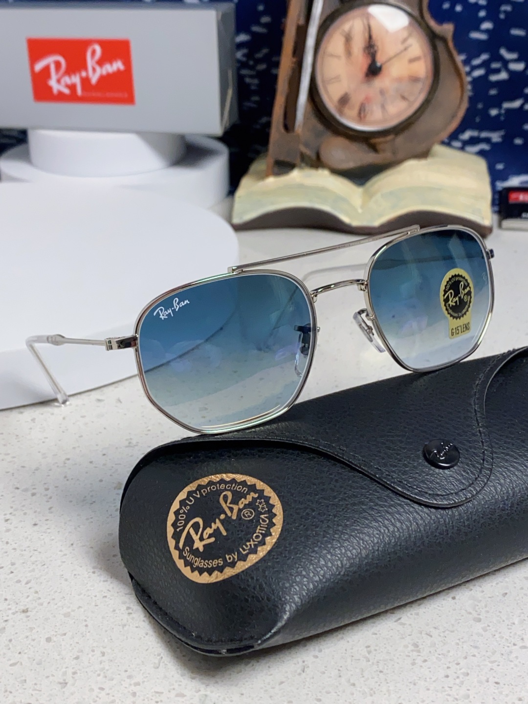 RayBan雷朋 2025新款太阳眼镜金属双梁多边形 康目色时尚眼镜男女墨镜 RB3707