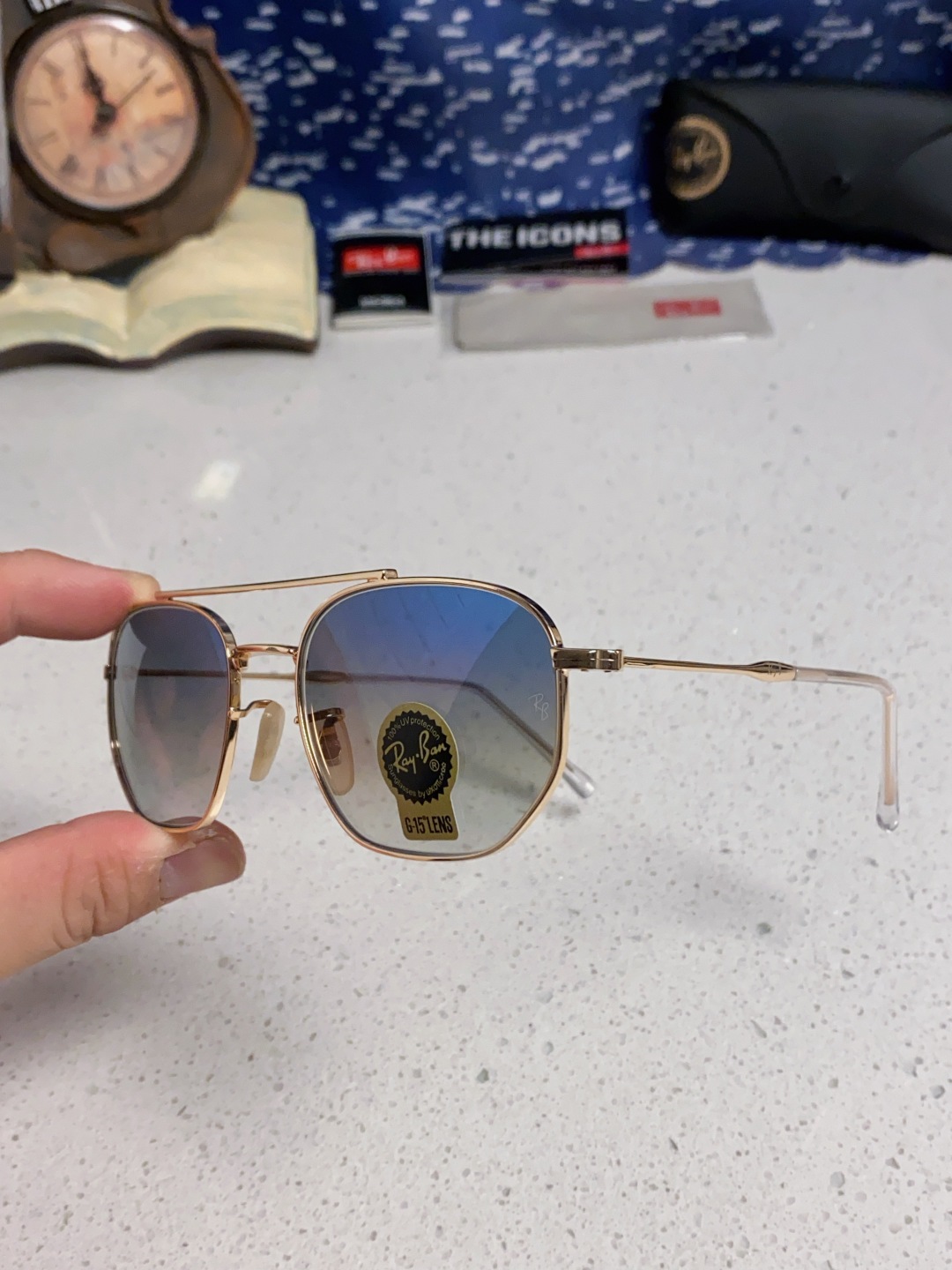 RayBan雷朋 2025新款太阳眼镜金属双梁多边形 康目色时尚眼镜男女墨镜 RB3707