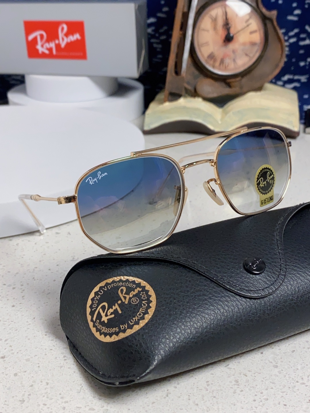 RayBan雷朋 2025新款太阳眼镜金属双梁多边形 康目色时尚眼镜男女墨镜 RB3707