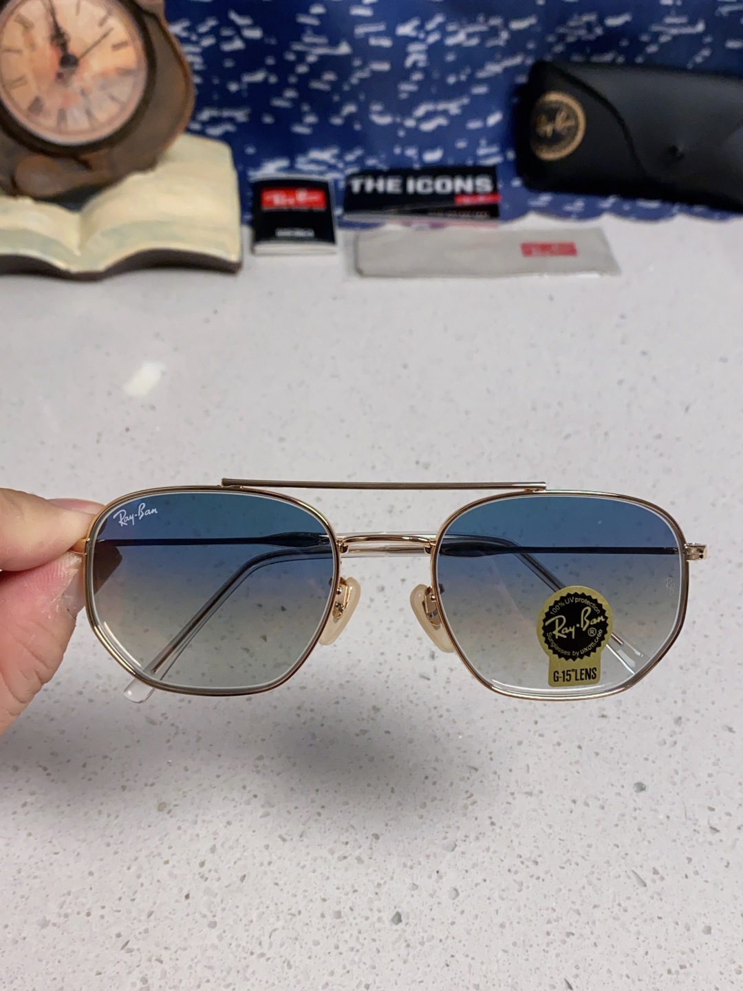 RayBan雷朋 2025新款太阳眼镜金属双梁多边形 康目色时尚眼镜男女墨镜 RB3707