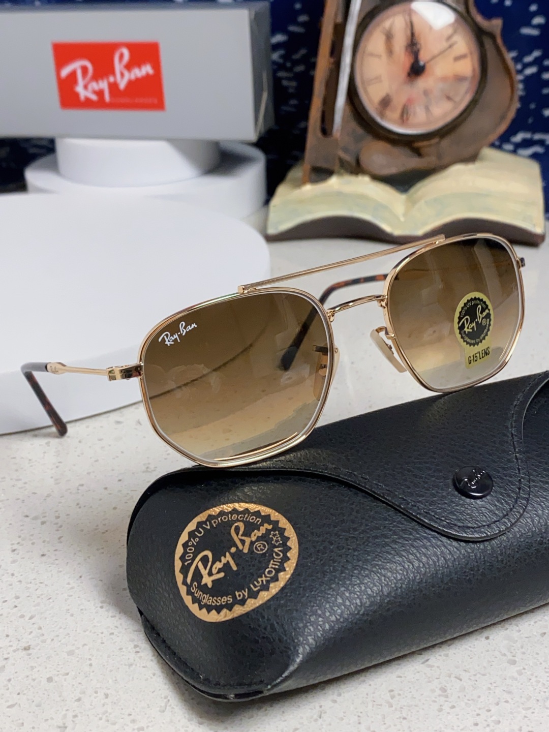 RayBan雷朋 2025新款太阳眼镜金属双梁多边形 康目色时尚眼镜男女墨镜 RB3707