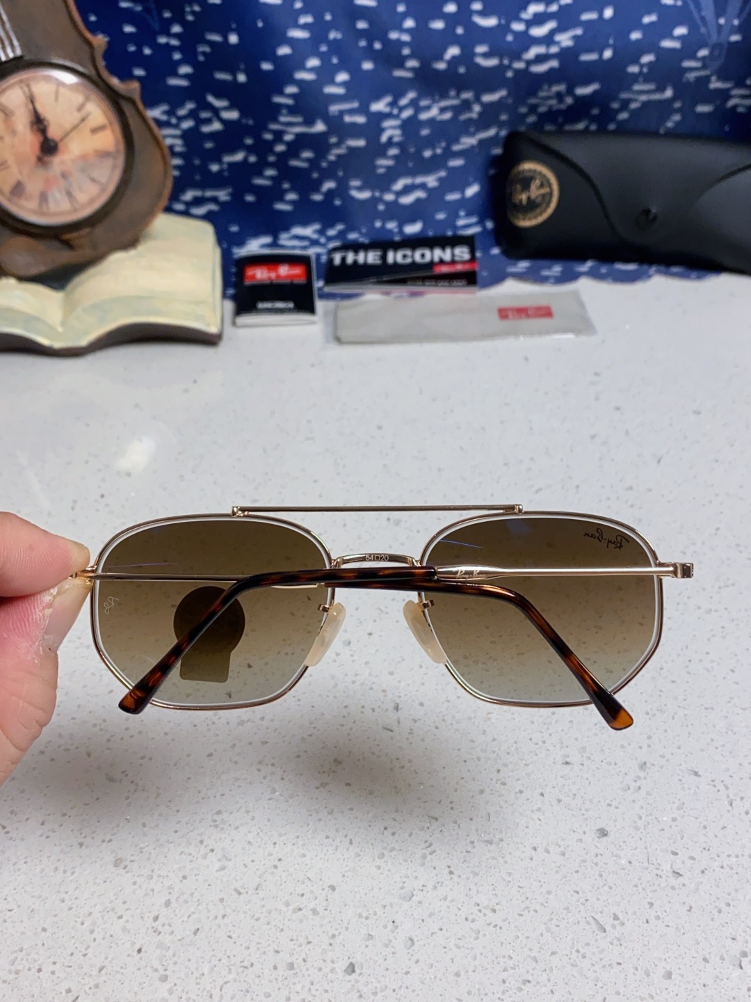 RayBan雷朋 2025新款太阳眼镜金属双梁多边形 康目色时尚眼镜男女墨镜 RB3707