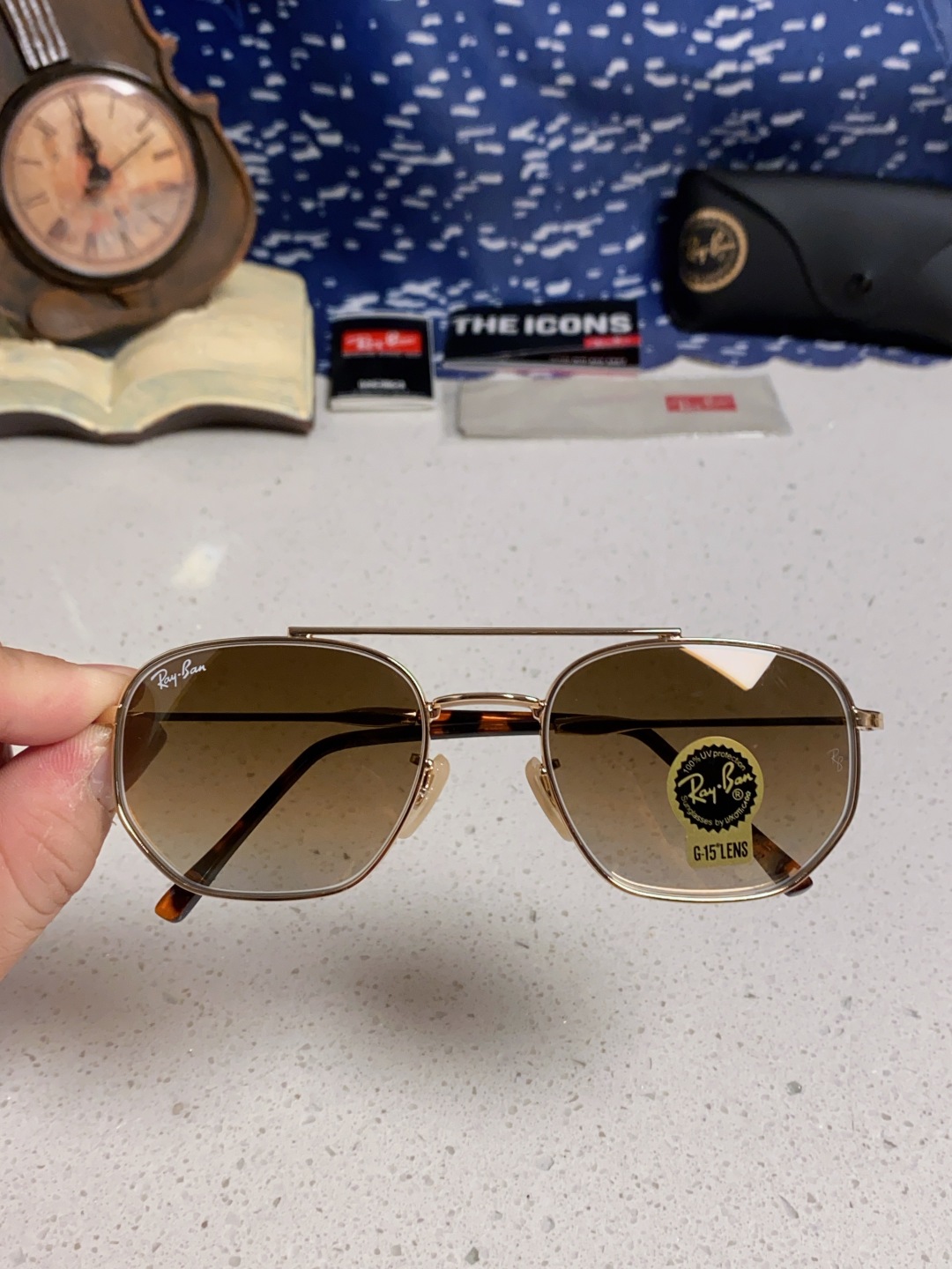 RayBan雷朋 2025新款太阳眼镜金属双梁多边形 康目色时尚眼镜男女墨镜 RB3707