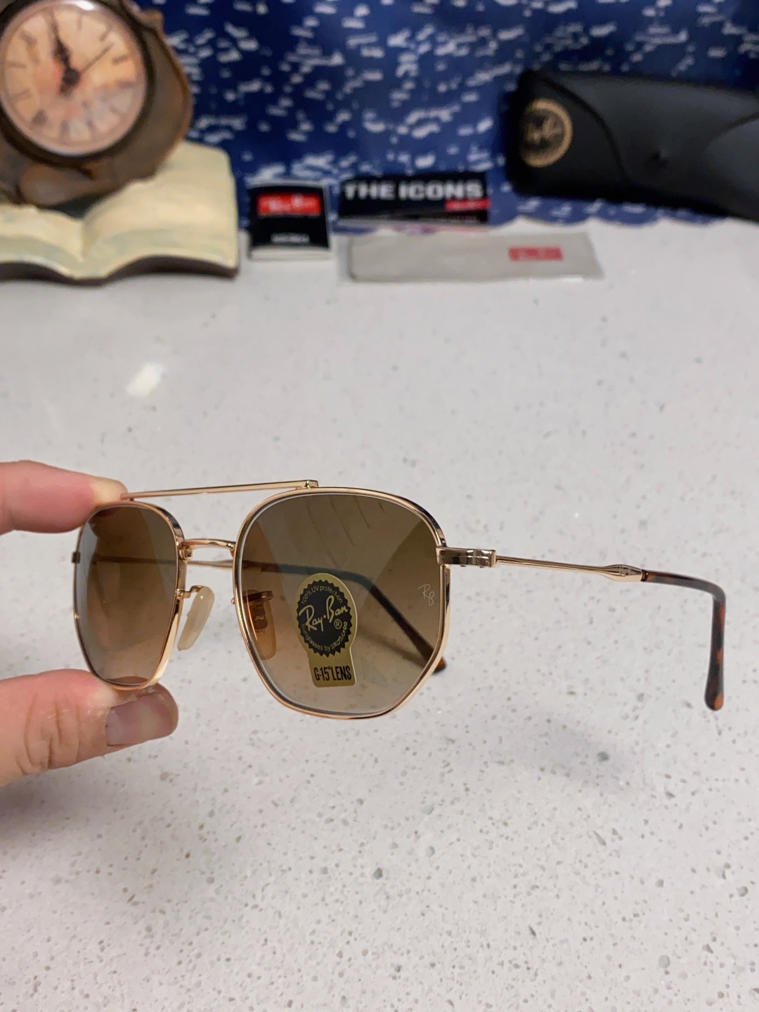 RayBan雷朋 2025新款太阳眼镜金属双梁多边形 康目色时尚眼镜男女墨镜 RB3707