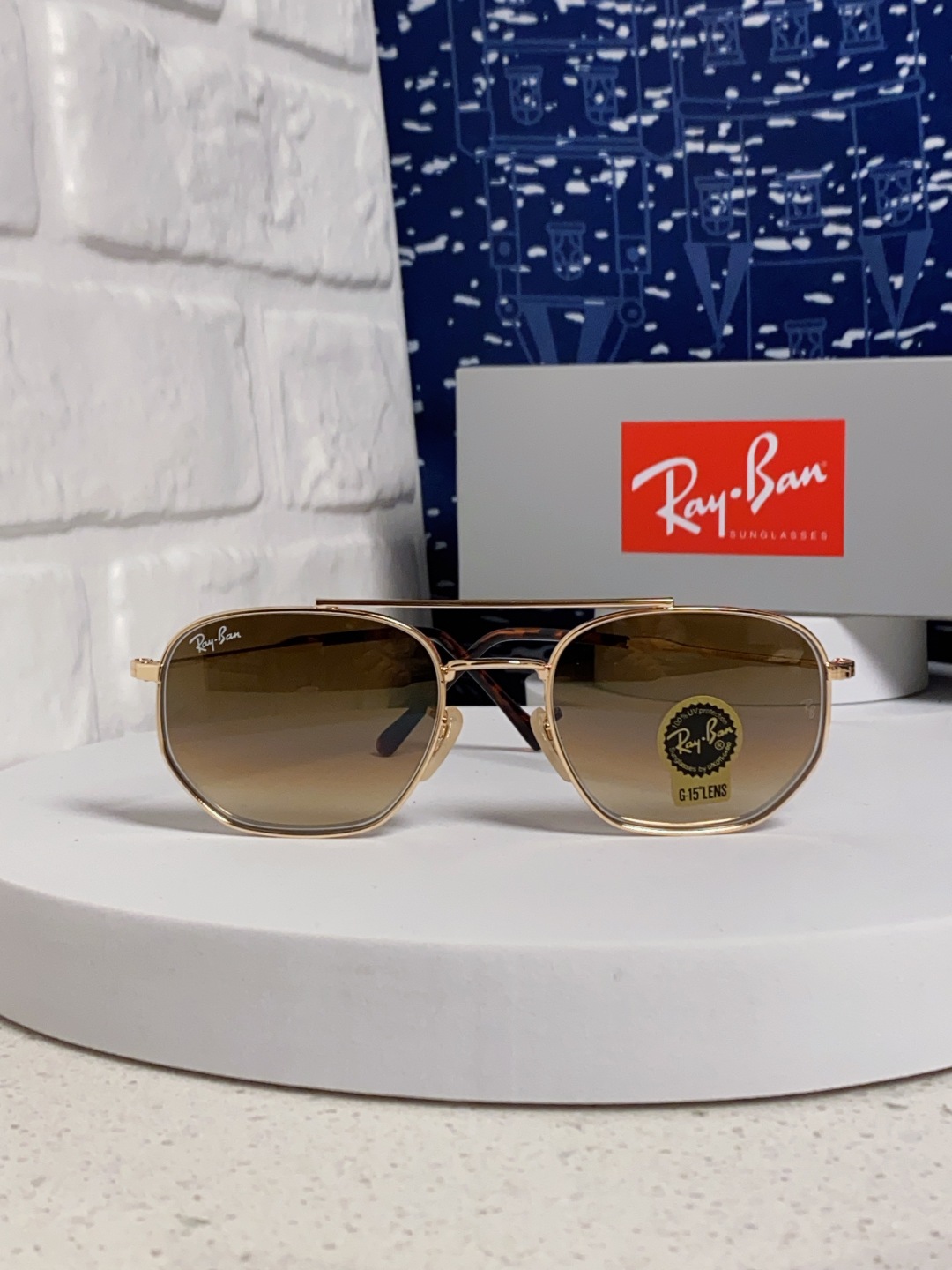 RayBan雷朋 2025新款太阳眼镜金属双梁多边形 康目色时尚眼镜男女墨镜 RB3707