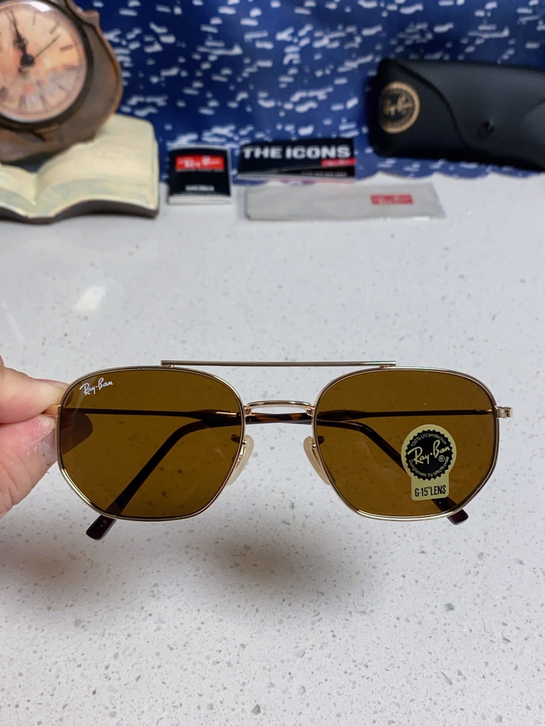 RayBan雷朋 2025新款太阳眼镜金属双梁多边形 康目色时尚眼镜男女墨镜 RB3707