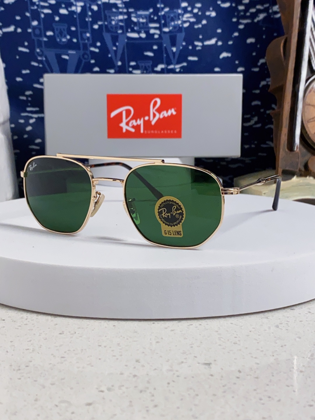 RayBan雷朋 2025新款太阳眼镜金属双梁多边形 康目色时尚眼镜男女墨镜 RB3707