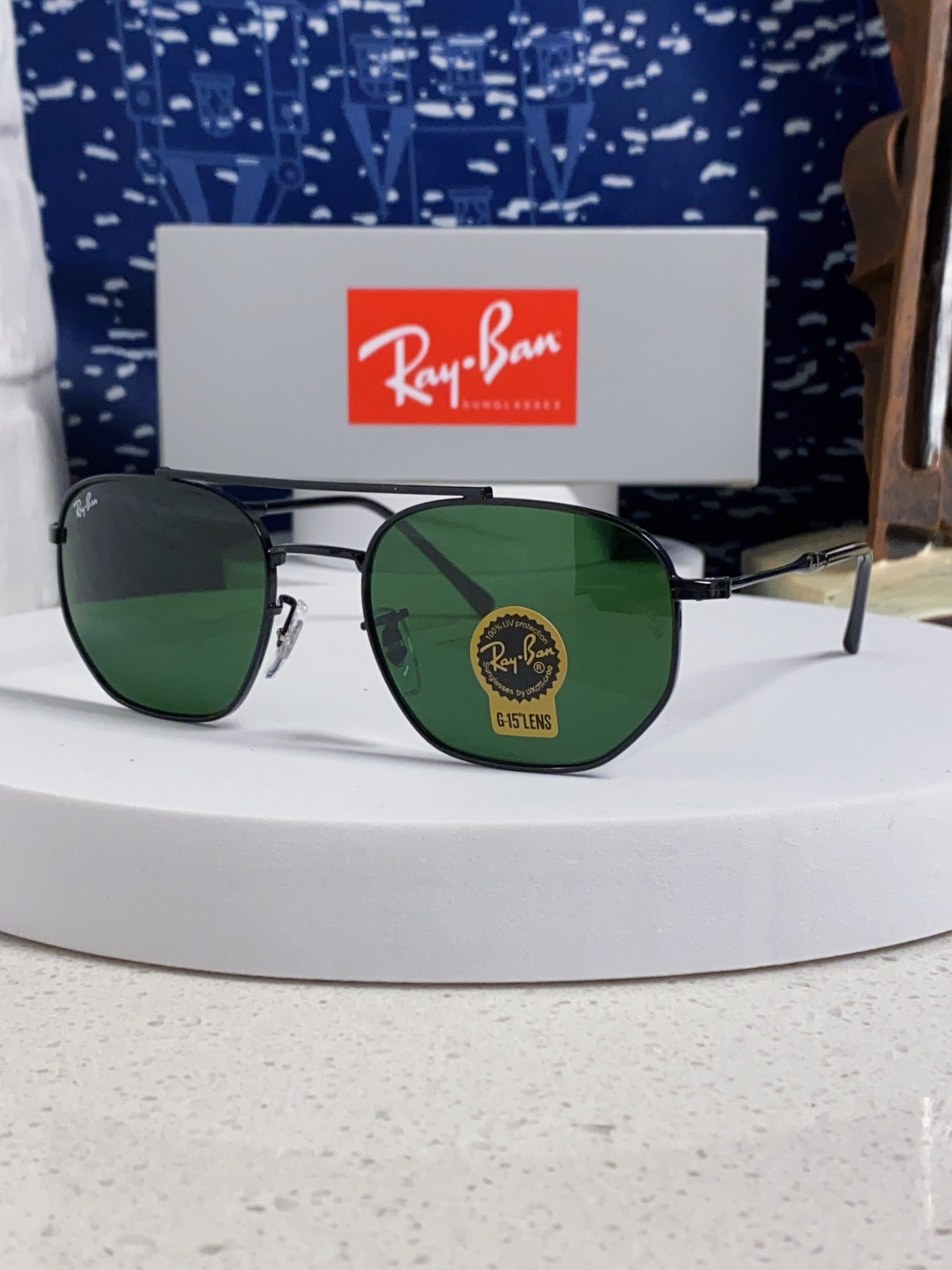 RayBan雷朋 2025新款太阳眼镜金属双梁多边形 康目色时尚眼镜男女墨镜 RB3707