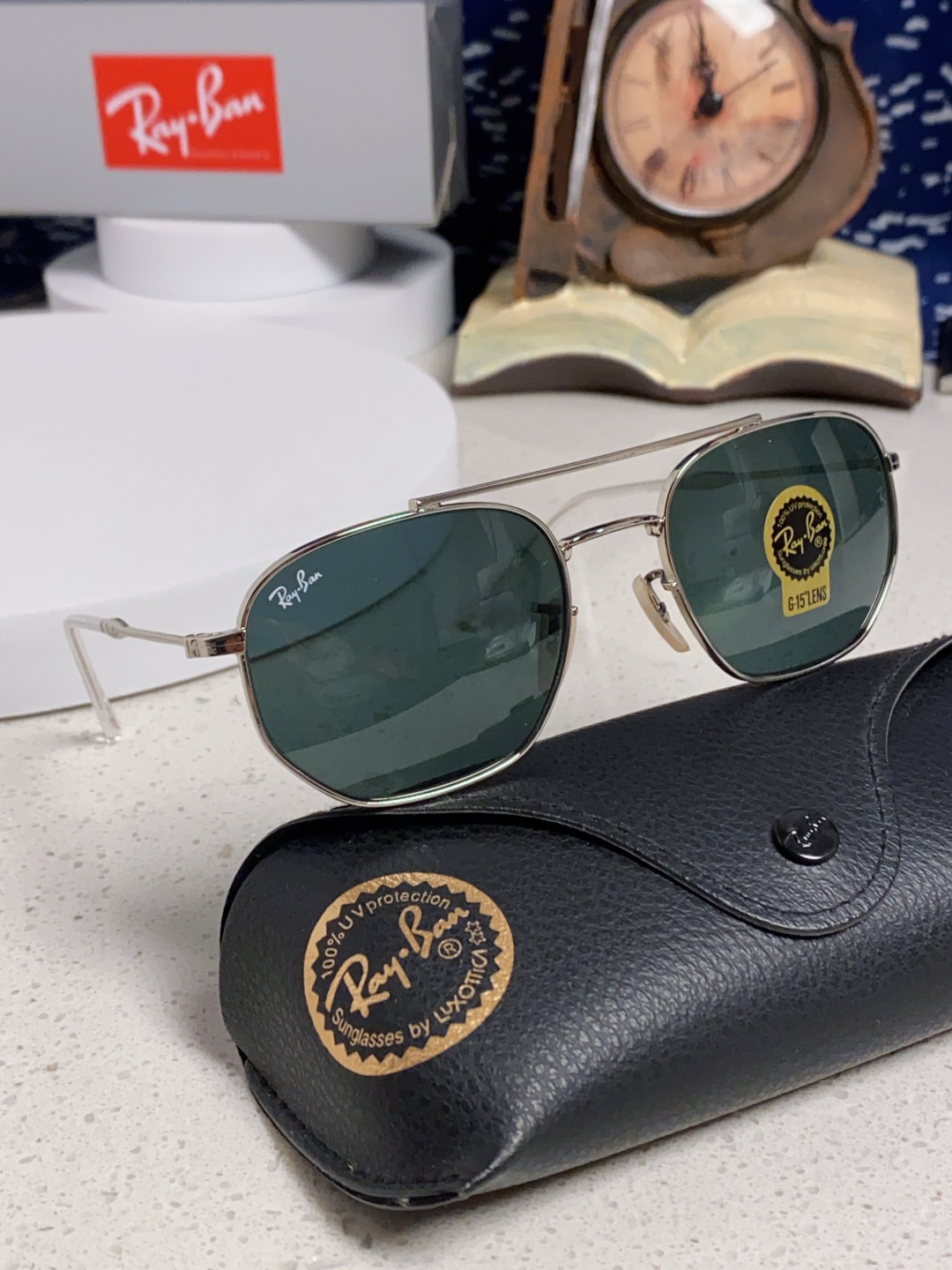 RayBan雷朋 2025新款太阳眼镜金属双梁多边形 康目色时尚眼镜男女墨镜 RB3707