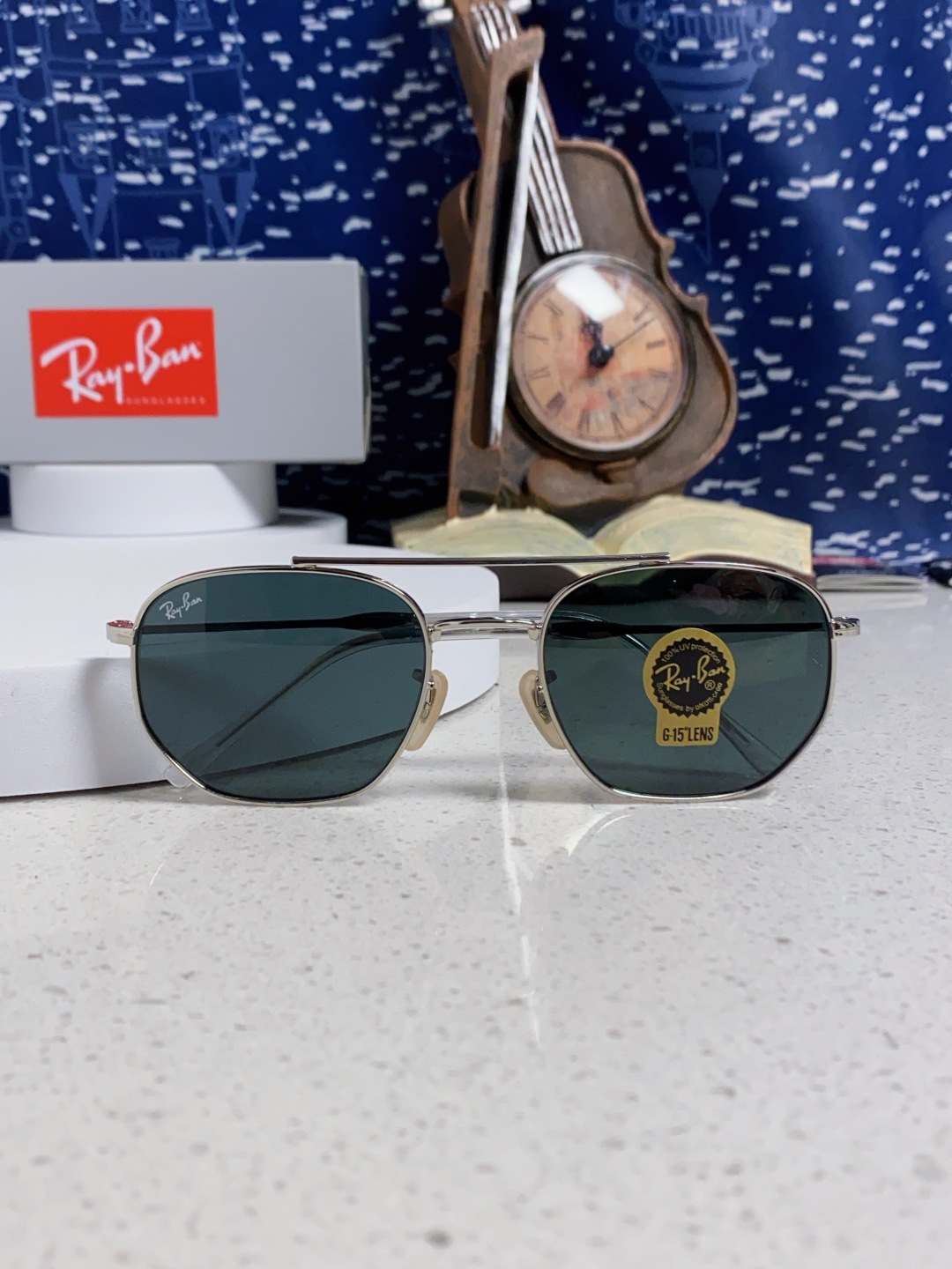 RayBan雷朋 2025新款太阳眼镜金属双梁多边形 康目色时尚眼镜男女墨镜 RB3707